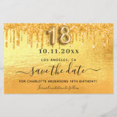 Begroting 18e verjaardagsgoudglitter met uitzonder (Voorkant)