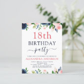 Begroting 18e zeemaand blauw bleekroze flora (Staand voorkant)