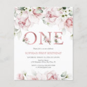 Begroting 1e verjaardag Blush Roos Gold Invitation (Voorkant)