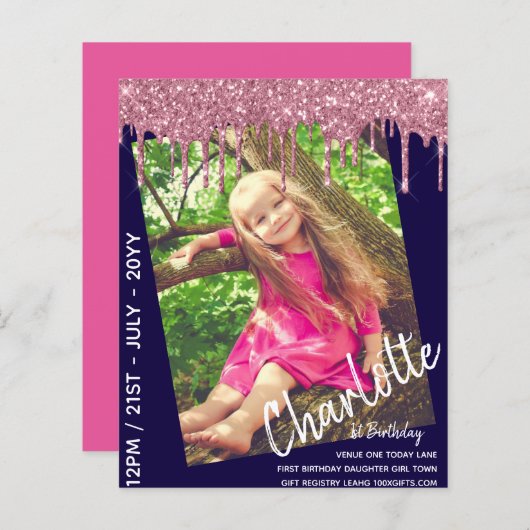 BEGROTING 1e verjaardag meisje van vandaag Foto ui (Voorkant / Achterkant)