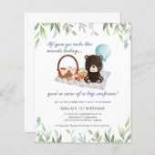 Begroting 1e verjaardag Teddy Bear Picnic Blue (Voorkant / Achterkant)