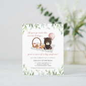 Begroting 1e verjaardag Teddy Bear Picnic Pink (Staand voorkant)