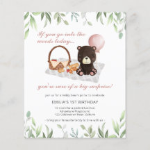 Begroting 1e verjaardag Teddy Bear Picnic Pink