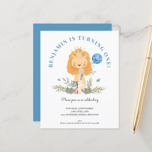 Begroting 1e verjaardag Uitnodiging van de Partij  (Voorkant / Achterkant in situ)