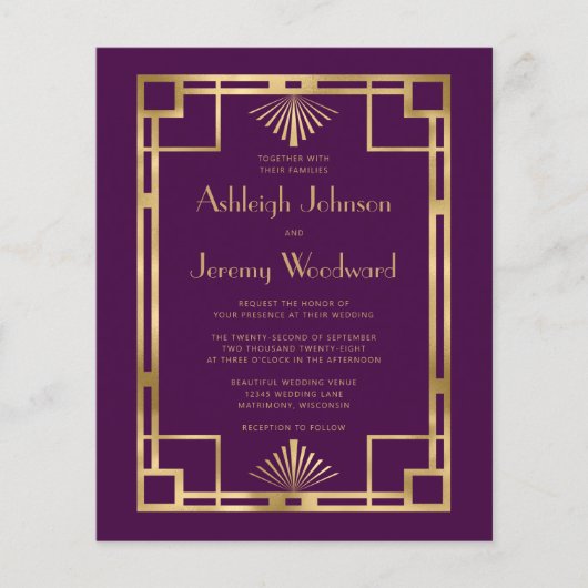 Begroting 2020:  deco Paars goudweddenschap (Voorkant)