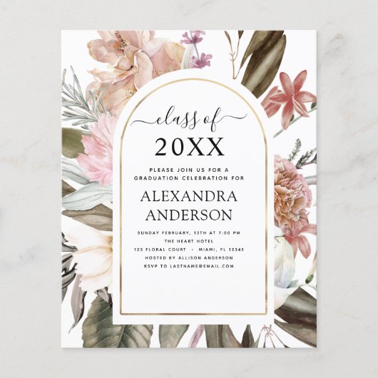 Begroting 2022 Afstuderen Boho Dusty Pink Burgundy Flyer (Voorkant)