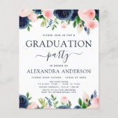Begroting 2022 Afstuderen Navy Blue Blush Pink Flo Flyer (Voorkant)