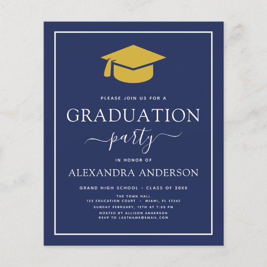 Begroting 2022 - Graduation Party Navy Blue Gold F Flyer (Voorkant)