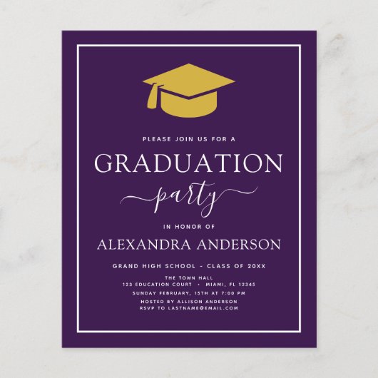 Begroting 2022 - Graduation Party Paars Gold Flyer (Voorkant)