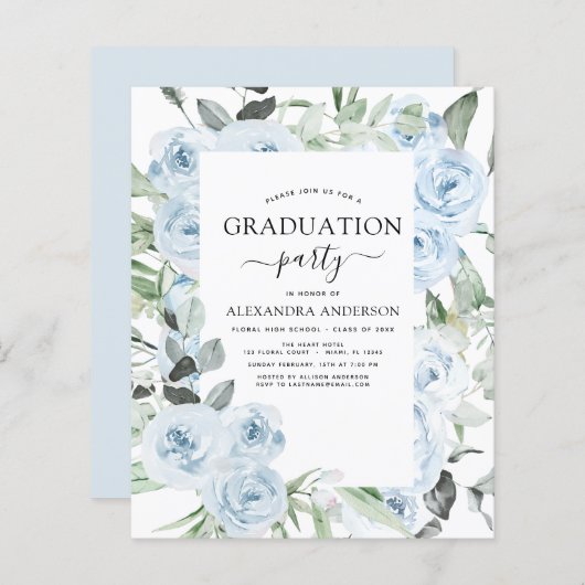 Begroting 2022 Stustblauw Afstuderen Floral (Voorkant / Achterkant)