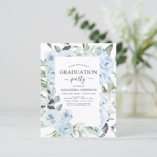 Begroting 2022 Stustblauw Afstuderen Floral (Staand voorkant)