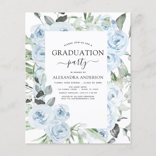 Begroting 2022 Stustblauw Afstuderen Floral Flyer (Voorkant)