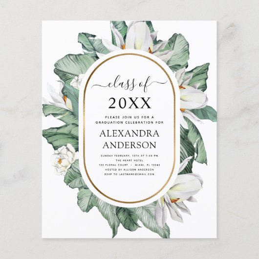 Begroting 2022 Tropisch Afstuderen Magnolia Floral Flyer (Voorkant)