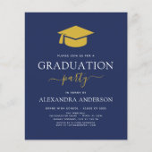Begroting 2023 Afstuderen Navy Blue Gold Invitatio Flyer (Voorkant)