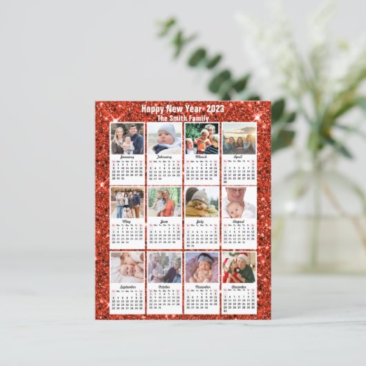 Begroting 2023 Agenda 12 Foto Red Glitter Kaart (Staand voorkant)