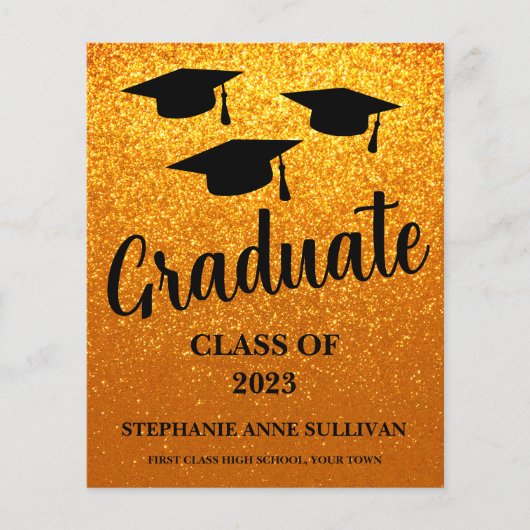 Begroting 2023 Gold Glitter Afstuderen Aankondigin (Voorkant)