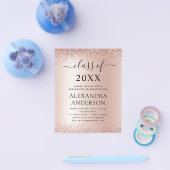 Begroting 2023 Graduation Party Glitter Blush Pink Flyer (Enkel)