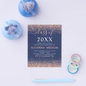 Begroting 2023 Navy Blue Afstuderen Pink Glitter Flyer (Enkel)
