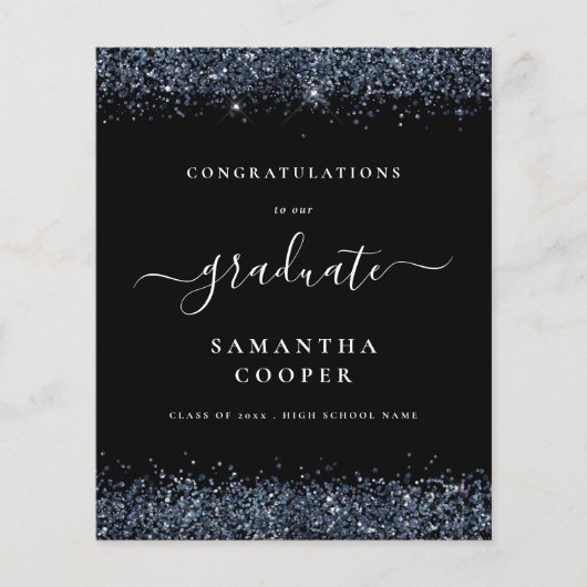 Begroting 2024 Afstudeer Blauwe Glitters Zwarte Aa (Voorkant)