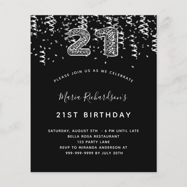 Begroting 21 e verjaardag zwarte schierluipaard (Voorkant)