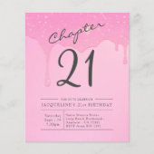 Begroting 21e uitnodiging van Birthday Pink Grey Flyer (Voorkant)