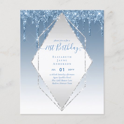 BEGROTING 21e Verjaardag Druppelende Glitters Glam Flyer (Voorkant)