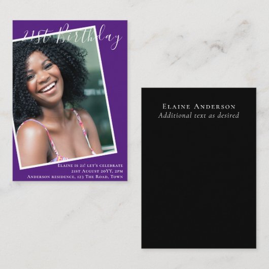 BEGROTING 21e verjaardag Nodig FOTO Keepomwille ui Notitiekaartje (Voorkant / Achterkant)