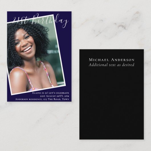 BEGROTING 21e verjaardag Nodig FOTO Keepomwille ui Notitiekaartje (Voorkant / Achterkant)