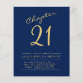 Begroting 21e verjaardag Uitnodiging blauw goud Flyer (Voorkant)