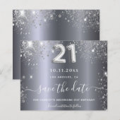 Begroting 21e verjaardag zilverglitter sparen de d (Voorkant / Achterkant)