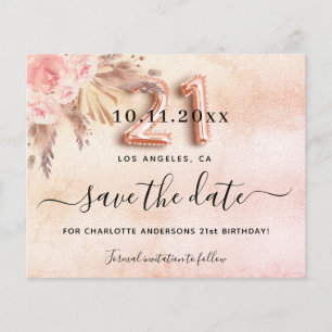 Begroting 21e verjaardagspampas roos behalve datum