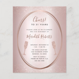 Begroting 21st Birthday Roos Gold Champagne Invite