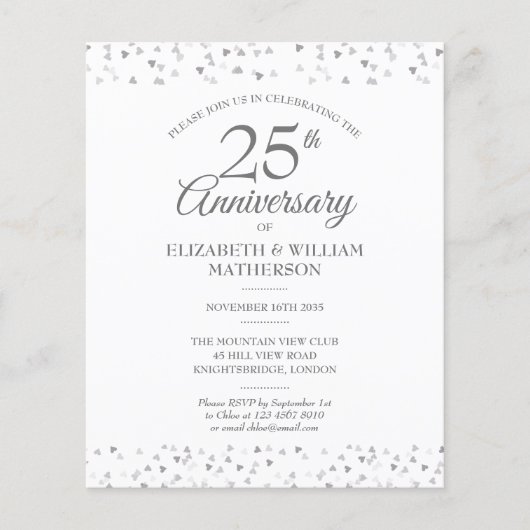 Begroting 25e Jubileum - Zilveren hartenuitnodigin (Voorkant)