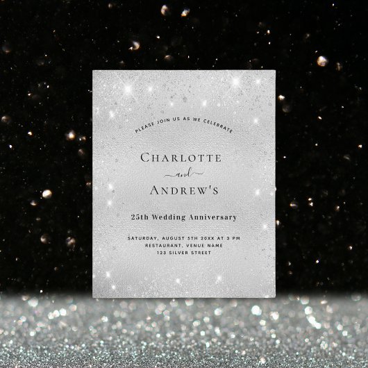 Begroting 25e trouwdag zilverglitter