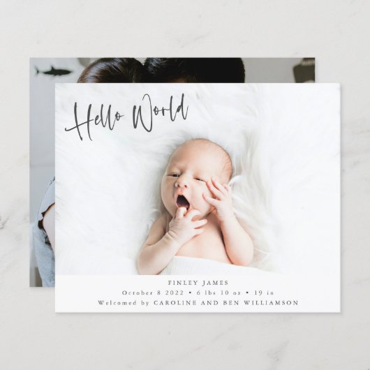 Begroting 2 Aankondiging van dubbele geboorte foto (Voorkant / Achterkant)