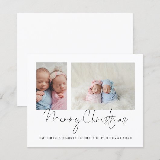 Begroting 2 Foto Collage Baby Twins First Kerstmis (Voorkant / Achterkant)