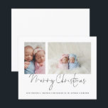 Begroting 2 Foto Collage Baby Twins First Kerstmis<br><div class="desc">Budget Familie 2 Foto Collage Baby Twins First Kerstmis Kaart. Een alternatief voor een budget van 4, 5 x 5, 6-inch halfglanzend gewicht van 110 lbs, dat even dik is als een briefkaart (maar niet geschikt om als briefkaart te worden gebruikt). GEEF NOTA dat er ÉÉN per blad is. Vervang...</div>