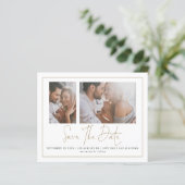 Begroting 2 Foto Gold Border Wedding Save the Date (Staand voorkant)