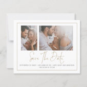 Begroting 2 Foto Gold Border Wedding Save the Date (Voorkant)