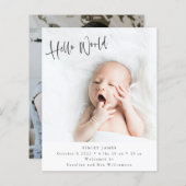 Begroting 2 Foto Hallo Verticale geboorteaankondig (Voorkant / Achterkant)