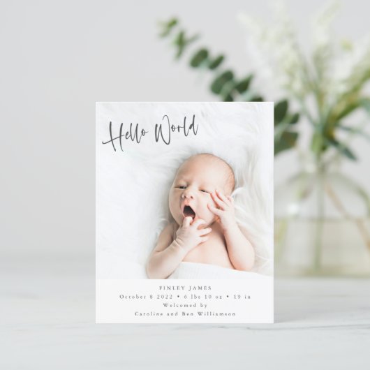 Begroting 2 Foto Hallo Verticale geboorteaankondig (Staand voorkant)