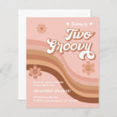 Begroting 2 Groovy Retro Daisy Birthday nodigt uit (Voorkant / Achterkant)