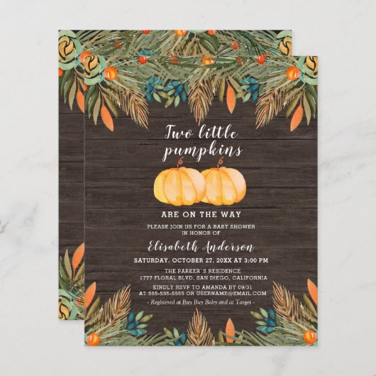 Begroting 2 Little Pumpkins Rustic Baby shower (Voorkant / Achterkant)