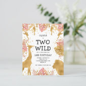 Begroting 2 Wild Pink Girls 2e verjaardag uitnodig (Staand voorkant)