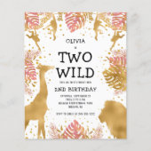 Begroting 2 Wild Pink Girls 2e verjaardag uitnodig (Voorkant)