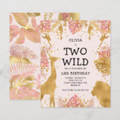 Begroting 2 Wilde Bleke Roze 2e verjaardag uitnodi (Voorkant / Achterkant)