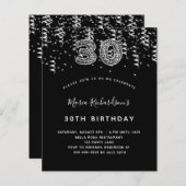 Begroting 30e uitnodiging voor zwarte zilveren lui (Voorkant / Achterkant)