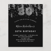 Begroting 30e uitnodiging voor zwarte zilveren lui (Voorkant)