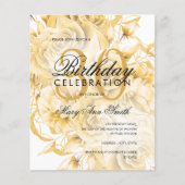 Begroting 30e verjaardag Floral Gold Invite Flyer (Voorkant)