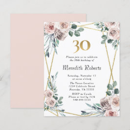 Begroting 30e verjaardag Floral Gold Party Uitnodi